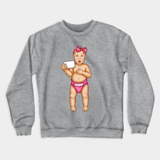 Pop Art Baby with Phone Crewneck Sweatshirt